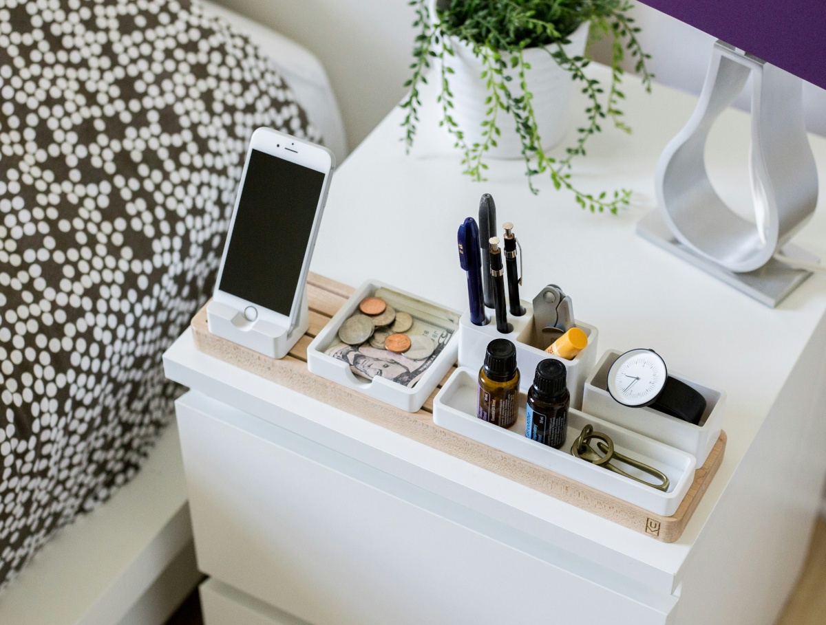 A well-organized nightstand